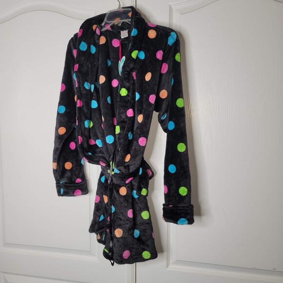Body Candy Fun Polka Dot Luxe Plush Soft Sleepwear Robe Multicolor Size Large - Picture 3 of 6